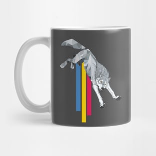 Grey wolf with primary color streak Mug